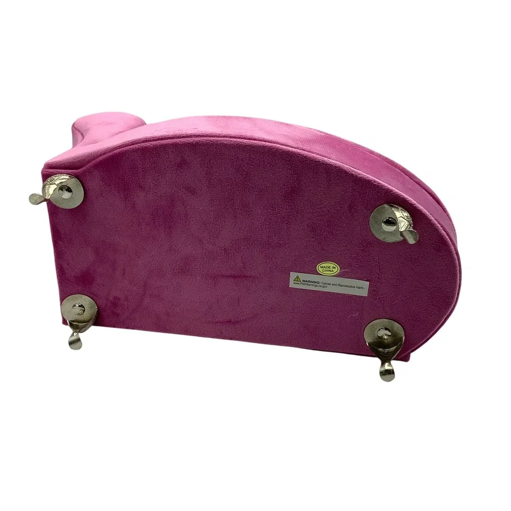 Pink Velvet Chaise Lounge Jewelry Box Vintage Style‎ Miniature Sofa Mirror 7x10
